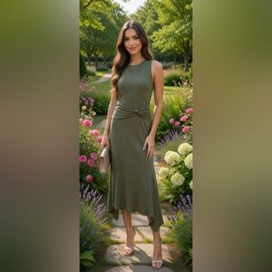 Anthropologie Green Sleeveless Dress NWT